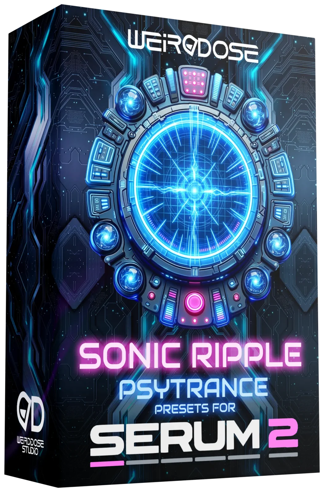 3D box of WeirDDose Sonic Ripple – 100 Psytrance Serum 2 presets