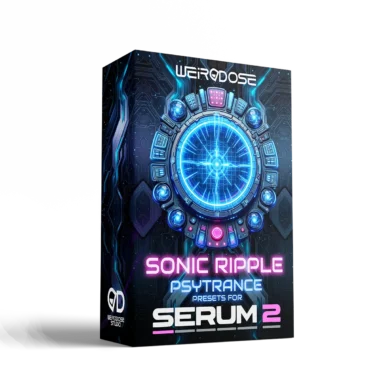 WeirDDose Sonic Ripple Psytrance preset pack for Xfer Serum 2, featuring high-quality sound design for modern psytrance production.