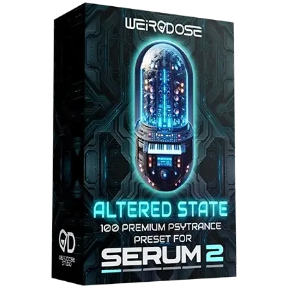 3D box of WeirDDose Altered State – 100 Psytrance Serum 2 presets