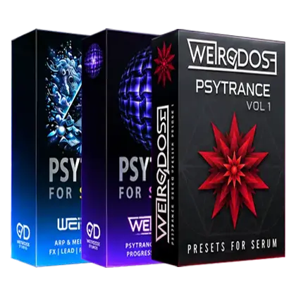 WeirDDose Psytrance Preset Bundle Vol. 1-3 boxes for Serum