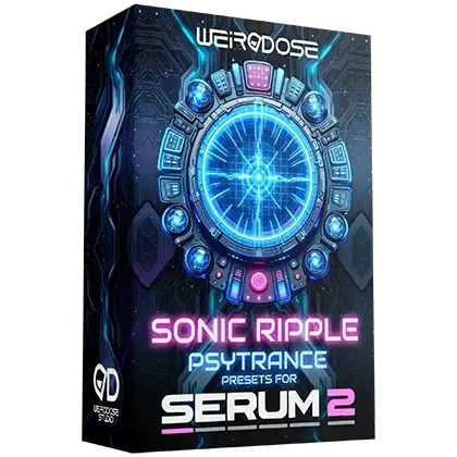3D box of WeirDDose Sonic Ripple – 100 Psytrance Serum 2 presets